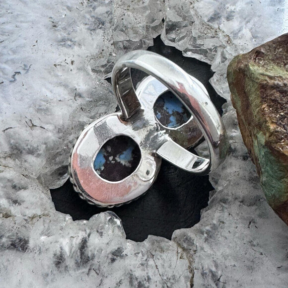 Sterling Silver Southwestern Style 2 Golden Hill Turquoise Ring Sz 9 For Women - Picture 7 of 10